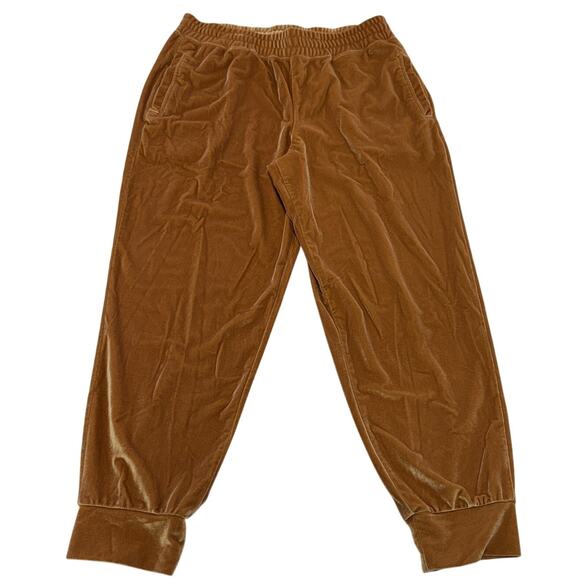 Fabletics Pants Womens Medium Orange Velour Joggers Elastic Waist Pockets Cuffed - Picture 1 of 7